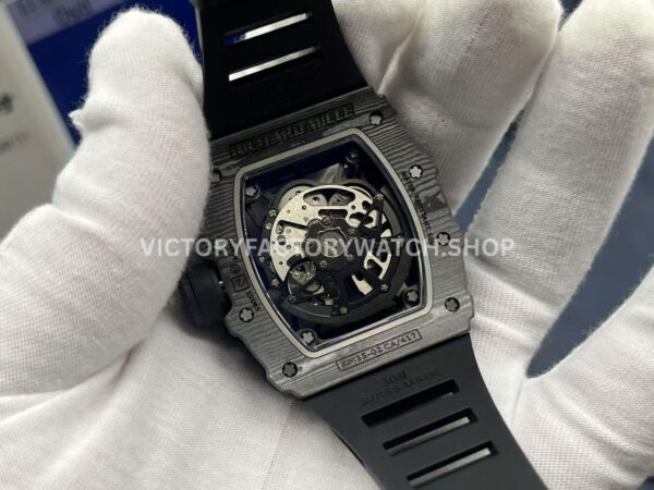 ZF Factory Richard Mille RM 35-02 44.5mm Black Carbon Fiber Black Rubber Strap Black Skeletonized Dial
