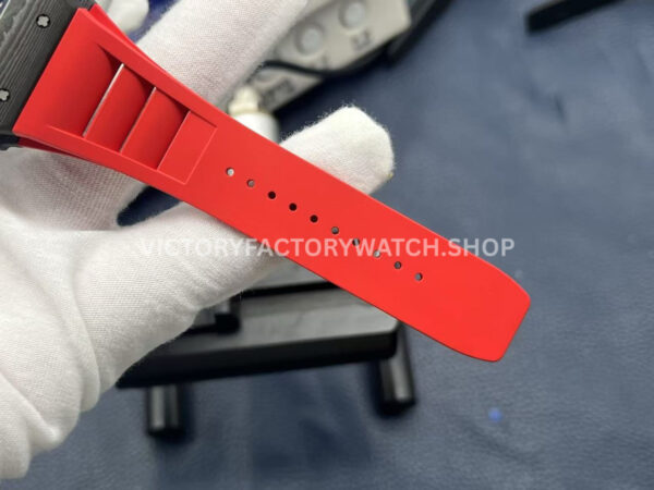 ZF Factory Richard Mille RM35-02 Black Carbon Fiber Red Rubber Strap Black Skeletonized Dial (10) ZF Factory Richard Mille RM 35-02 Black Carbon Fiber Red Rubber Strap Black Skeletonized Dial