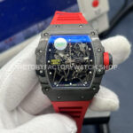ZF Factory Richard Mille RM35-02 Black Carbon Fiber Red Rubber Strap Black Skeletonized Dial (4) ZF Factory Richard Mille RM 35-02 black carbon fiber red rubber strap black skeletonized dial