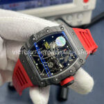 ZF Factory Richard Mille RM35-02 Black Carbon Fiber Red Rubber Strap Black Skeletonized Dial (5) ZF Factory Richard Mille RM 35-02 Black Carbon Fiber Red Rubber Strap Black Skeletonized Dial