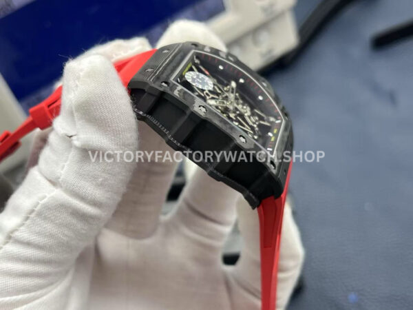ZF Factory Richard Mille RM35-02 Black Carbon Fiber Red Rubber Strap Black Skeletonized Dial (7) ZF Factory Richard Mille RM 35-02 Black Carbon Fiber Red Rubber Strap Black Skeletonized Dial