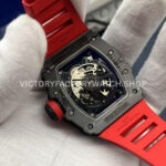 ZF Factory Richard Mille RM35-02 Black Carbon Fiber Red Rubber Strap Black Skeletonized Dial (9) ZF Factory Richard Mille RM 35-02 Black Carbon Fiber Red Rubber Strap Black Skeletonized Dial