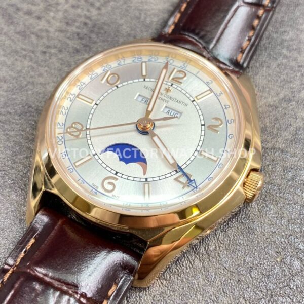 ZF Factory Vacheron Constantin Fiftysix 4000E000R-B438 40mm Rose Gold Leather Stra (7) ZF Factory Vacheron Constantin Fiftysix 4000E/000R-B438 40mm Rose Gold Leather Strap Arabic Numerals Silver Dial