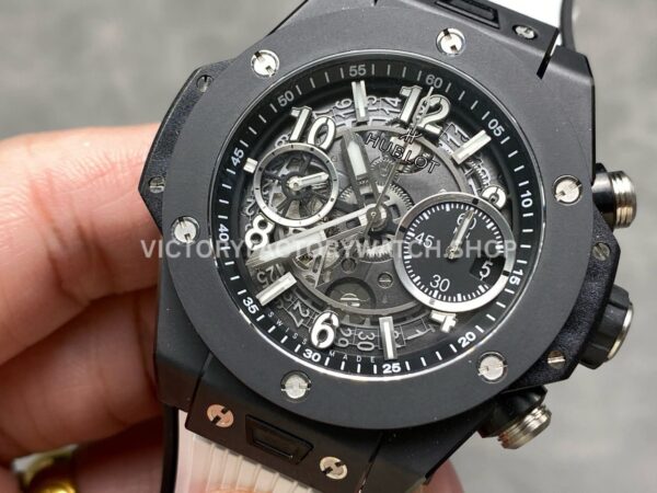 BBF Factory Hublot Big Bang Unico 42mm 441.CI.1171.RX Black Ceramics White Rubber Strap Black Skeletonized Dial