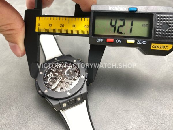 BBF Factory Hublot Big Bang Unico 42mm 441.CI.1171.RX Black Ceramics White Rubber Strap Black Skeletonized Dial