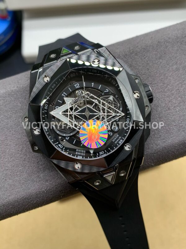 BBF Factory Hublot Big Bang Sang Bleu II 418.CX.1114.RX.MXM20 45mm Black Cera (1) BBF Factory Hublot Big Bang Sang Bleu II 418.CX.1114.RX.MXM20 45mm Black Ceramics Black Rubber Strap Black Skeletonized Dial