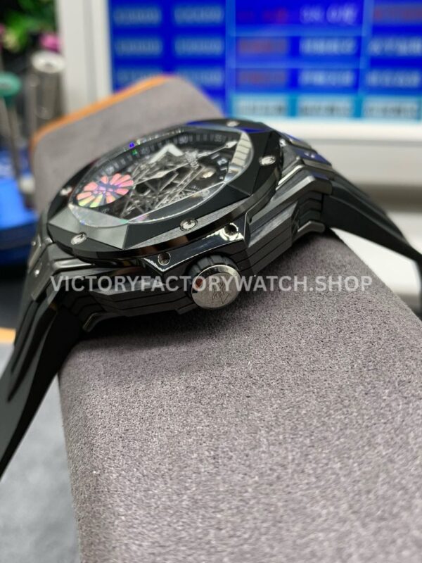 BBF Factory Hublot Big Bang Sang Bleu II 418.CX.1114.RX.MXM20 45mm Black Cera ( (5) BBF Factory Hublot Big Bang Sang Bleu II 418.CX.1114.RX.MXM20 45mm Black Ceramics Black Rubber Strap Black Skeletonized Dial