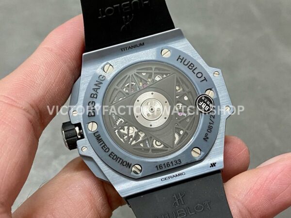 BBF Factory Hublot Big Bang Sang Bleu II 418.FX.8007.RX.MXM21 45mm Grey Ceramics ( (5) BBF Factory Hublot Big Bang Sang Bleu II 418.FX.8007.RX.MXM21 45mm Grey Ceramics Grey Rubber Strap Grey Skeletonized Dial
