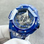 BBF Factory Hublot Big Bang Sang Bleu II 418.GX.2001.RX.MXM21 45mm Blue Ceramics ( (3) BBF Factory Hublot Big Bang Sang Bleu II 418.GX.2001.RX.MXM21 45mm Blue Ceramics Blue Rubber Strap Blue Skeletonized Dial