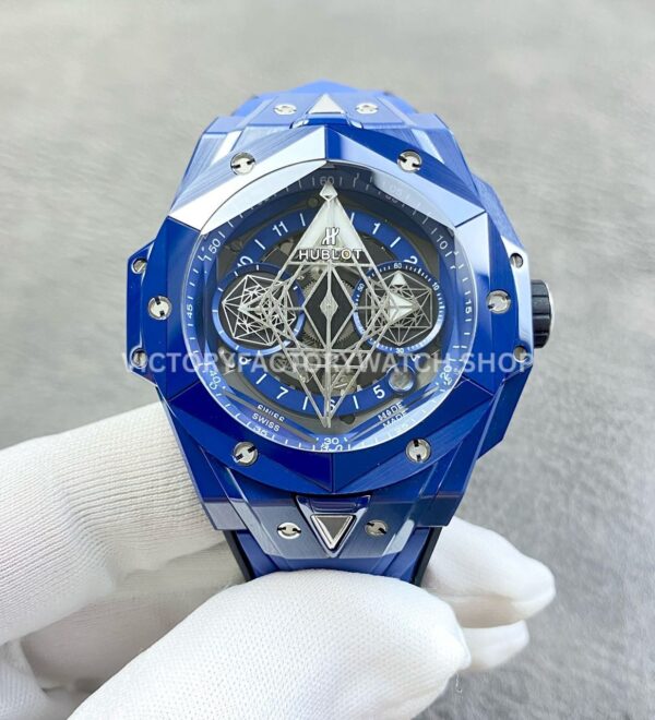 BBF Factory Hublot Big Bang Sang Bleu II 418.GX.2001.RX.MXM21 45mm Blue Ceramics ( (7) BBF Factory Hublot Big Bang Sang Bleu II Blue Ceramic 45mm replica watch