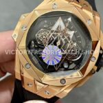 BBF Factory Hublot Big Bang Sang Bleu II 45mm 418.OX.1108.RX.MXM19 Rose Gold B (8) BBF Factory Hublot Big Bang Sang Bleu II 418.OX.1108.RX.MXM19 45mm Rose Gold Black Rubber Strap Black Skeletonized Dial