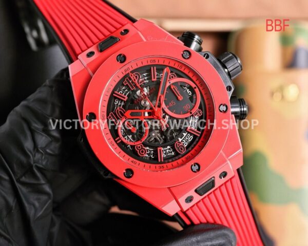 BBF Factory Hublot Big Bang Unico 411.CF.8513.RX 42mm Red Ceramics Red Rubber Strap Red Skeletonized ( (4) BBF Factory Hublot Big Bang Unico 411.CF.8513.RX 42mm Red Ceramics Red Rubber Strap Red Skeletonized Dial