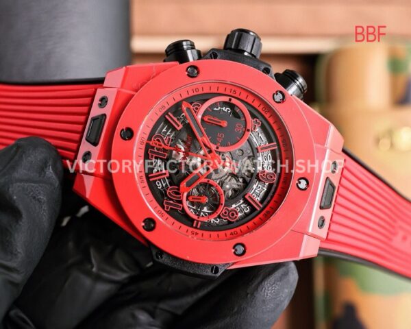 BBF Factory Hublot Big Bang Unico 411.CF.8513.RX 42mm Red Ceramics Red Rubber Strap Red Skeletonized ( (5) BBF Factory Hublot Big Bang Unico 411.CF.8513.RX 42mm Red Ceramics Red Rubber Strap Red Skeletonized Dial