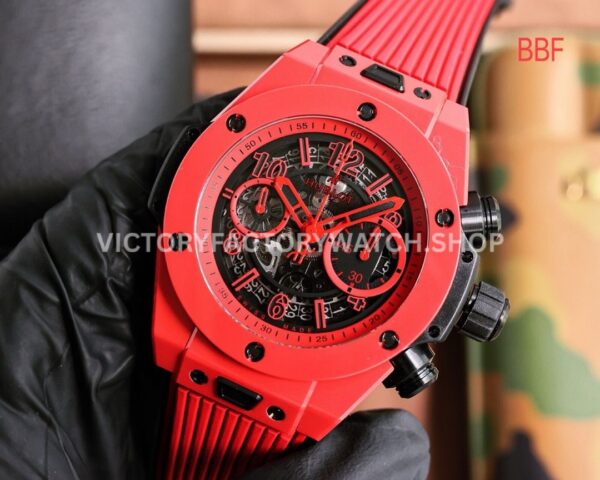 BBF Factory Hublot Big Bang Unico 411.CF.8513.RX 42mm Red Ceramics Red Rubber Strap Red Skeletonized ( (6) BBF Factory Hublot Big Bang Unico 411.CF.8513.RX 42mm Red Ceramics Red Rubber Strap Red Skeletonized Dial