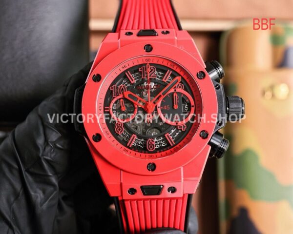 BBF Factory Hublot Big Bang Unico 411.CF.8513.RX 42mm Red Ceramics Red Rubber Strap Red Skeletonized ( (7) BBF Factory Hublot Big Bang Unico 411.CF.8513.RX 42mm red ceramics red rubber strap red skeletonized dial replica watch