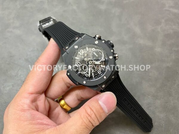 BBF Factory Hublot Big Bang Unico 421.CI.1170.RX 42mm Black Ceramics Black Rubber Strap Black (1) BBF Factory Hublot Big Bang Unico 42mm 421.CI.1170.RX Black Ceramics Black Rubber Strap Black Skeletonized Dial