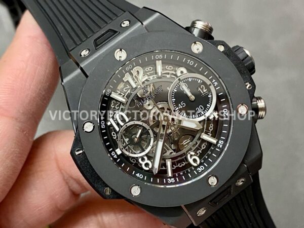 BBF Factory Hublot Big Bang Unico 421.CI.1170.RX 42mm Black Ceramics Black Rubber Strap Black ( (3) BBF Factory Hublot Big Bang Unico 42mm 421.CI.1170.RX Black Ceramics Black Rubber Strap Black Skeletonized Dial