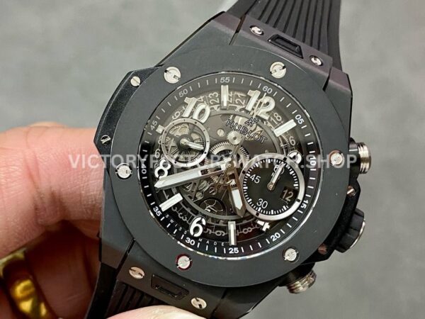 BBF Factory Hublot Big Bang Unico 421.CI.1170.RX 42mm Black Ceramics Black Rubber Strap Black ( (4) BBF Factory Hublot Big Bang Unico 42mm 421.CI.1170.RX Black Ceramics Black Rubber Strap Black Skeletonized Dial