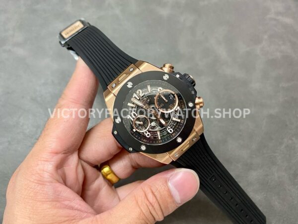 BBF Factory Hublot Big Bang Unico 42mm 411.OM.1180.RX Rose Gold Black Rubber Strap Rose Gold Skelet ( (5) BBF Factory Hublot Big Bang Unico 42mm 411.OM.1180.RX Rose Gold Black Rubber Strap Rose Gold Skeletonized Dial