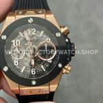 BBF Factory Hublot Big Bang Unico 42mm 411.OM.1180.RX Rose Gold Black Rubber Strap Rose Gold Skelet ( (7) BBF Factory Hublot Big Bang Unico 411.OM.1180.RX 42mm rose gold black rubber strap rose gold skeletonized dial replica watch