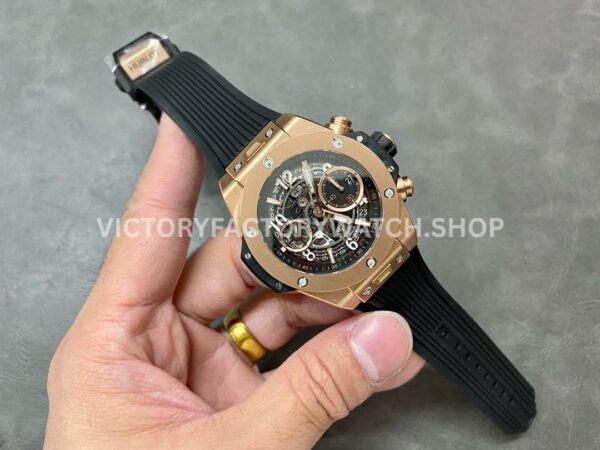 BBF Factory Hublot Big Bang Unico 42mm 441.0X.1180.RX Rose Gold Black Rubber Strap Rose Gold (4) BBF Factory Hublot Big Bang Unico 42mm 441.0X.1180.RX Rose Gold Black Rubber Strap Rose Gold Skeletonized Dial