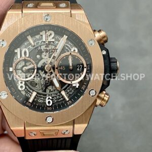 BBF Factory Hublot Big Bang Unico 42mm 441.0X.1180.RX Rose Gold Black Rubber Strap Rose Gold (8) BBF Factory Hublot Big Bang Unico 441.OX.1180.RX 42mm rose gold black rubber strap rose gold skeletonized dial replica watch