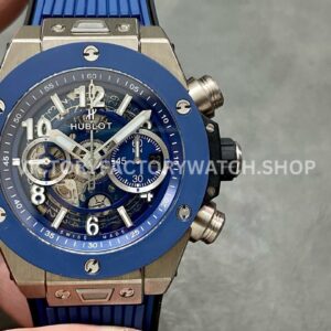 BBF Factory Hublot Big Bang Unico 42mm 441.NL.5171.RX Titanium Blue Rubber Strap Blue Ce ( (3) BBF Factory Hublot Big Bang Unico 441.NL.5171.RX 42mm titanium blue rubber strap blue ceramic blue skeletonized dial replica watch
