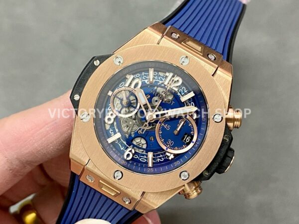 BBF Factory Hublot Big Bang Unico 42mm 441.OX.5181.RX Rose Gold Blue Rubber Strap Blue Dial (1) BBF Factory Hublot Big Bang Unico 42mm 421.NX.5170.RX Titanium Blue Rubber Strap Skeletonized Blue Dial