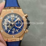 BBF Factory Hublot Big Bang Unico 42mm 441.OX.5181.RX Rose Gold Blue Rubber Strap Blue Dial (2) BBF Factory Hublot Big Bang Unico 441.OX.5181.RX 42mm rose gold blue rubber strap blue dial replica watch