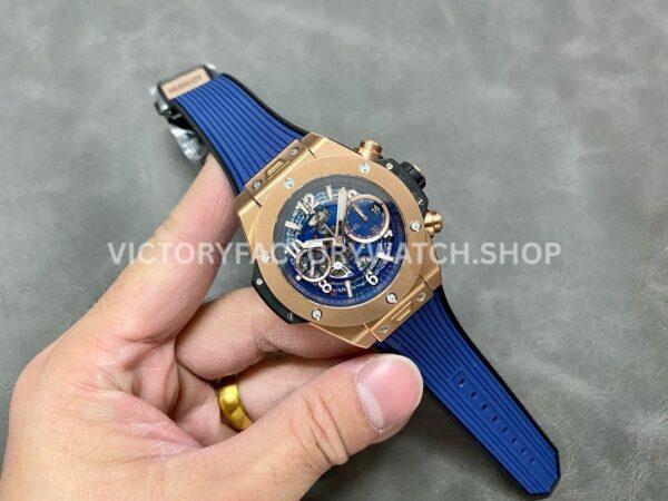 BBF Factory Hublot Big Bang Unico 42mm 441.OX.5181.RX Rose Gold Blue Rubber Strap Blue Dial (7) BBF Factory Hublot Big Bang Unico 42mm 421.NX.5170.RX Titanium Blue Rubber Strap Skeletonized Blue Dial