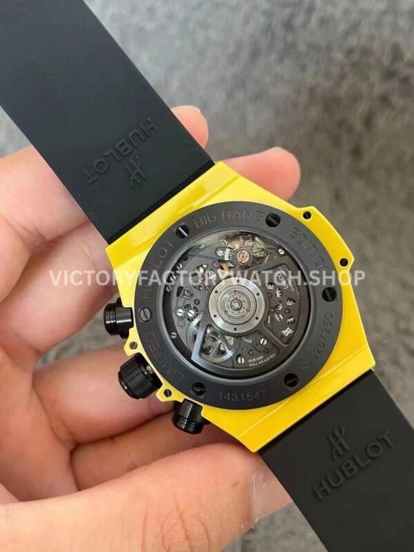 BBF Factory Hublot Big Bang Unico 441.CY.471Y.RX 42mm Yellow Ceramics Yellow Rubber Strap Y (1) BBF Factory Hublot Big Bang Unico 441.CY.471Y.RX 42mm Yellow Ceramics Yellow Rubber Strap Yellow Skeletonized Dial