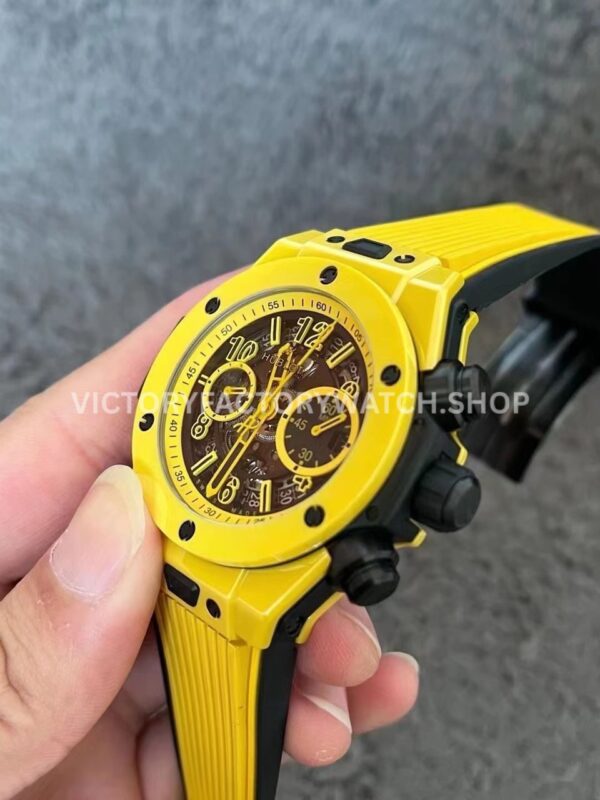 BBF Factory Hublot Big Bang Unico 441.CY.471Y.RX 42mm Yellow Ceramics Yellow Rubber Strap Y ( (3) BBF Factory Hublot Big Bang Unico 441.CY.471Y.RX 42mm Yellow Ceramics Yellow Rubber Strap Yellow Skeletonized Dial