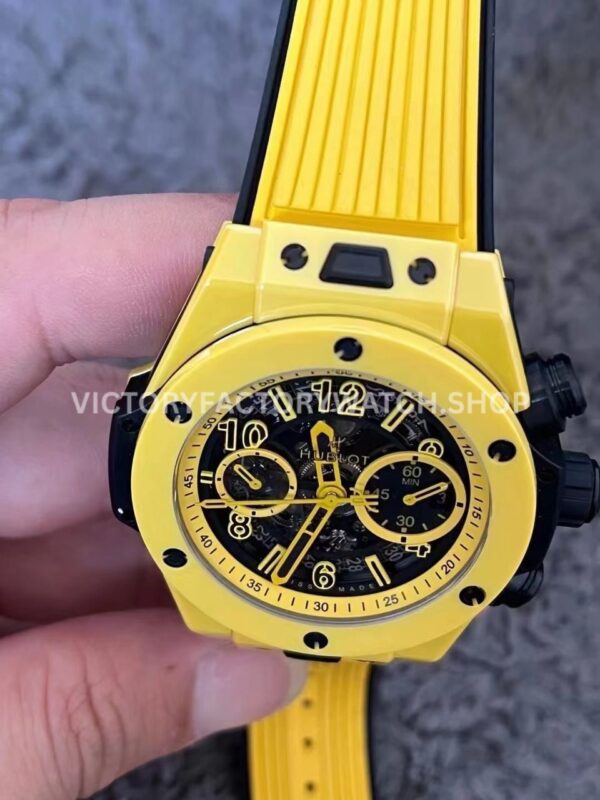 BBF Factory Hublot Big Bang Unico 441.CY.471Y.RX 42mm Yellow Ceramics Yellow Rubber Strap Y ( (5) BBF Factory Hublot Big Bang Unico 441.CY.471Y.RX 42mm Yellow Ceramics Yellow Rubber Strap Yellow Skeletonized Dial