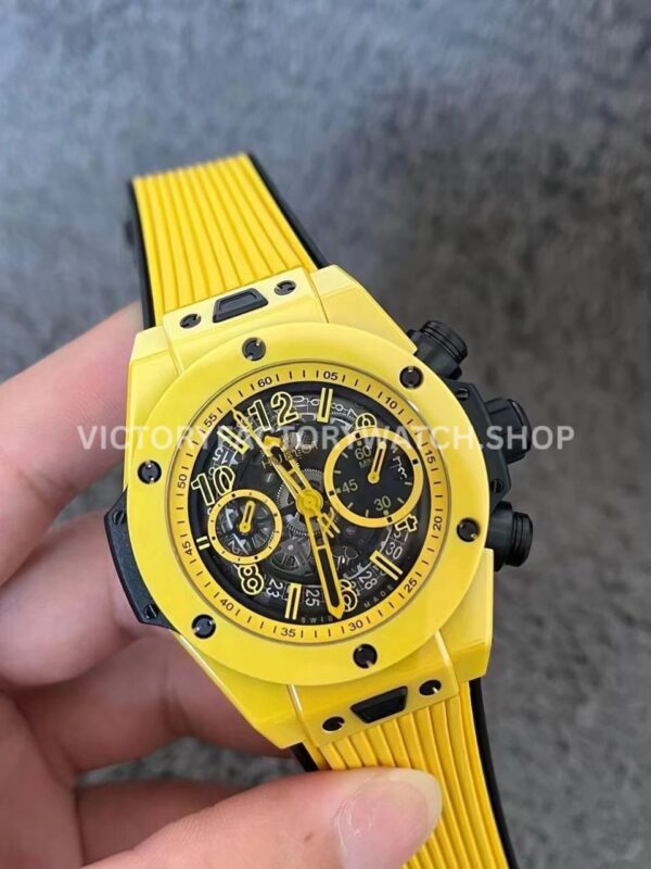 BBF Factory Hublot Big Bang Unico 441.CY.471Y.RX 42mm Yellow Ceramics Yellow Rubber Strap Y ( (8) BBF Factory Hublot Big Bang Unico 441.CY.471Y.RX 42mm Yellow Ceramics Yellow Rubber Strap Yellow Skeletonized Dial
