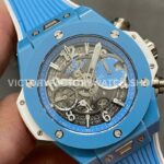 BBF Factory Hublot Big Bang Unico 441.EX.5120.RX 42mm Light Blue Ceramics Light ( BBF Factory Hublot Big Bang Unico 441.EX.5120.RX 42mm Light Blue Ceramics Light Blue Rubber Strap Light Blue Skeletonized Dial