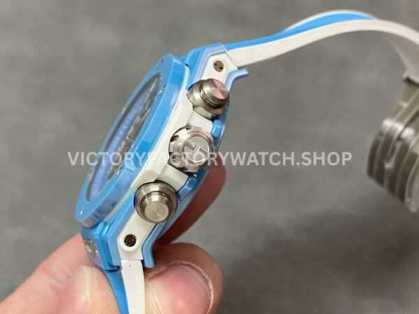 BBF Factory Hublot Big Bang Unico 441.EX.5120.RX 42mm Light Blue Ceramics Light ( (3) BBF Factory Hublot Big Bang Unico 441.EX.5120.RX 42mm Light Blue Ceramics Light Blue Rubber Strap Light Blue Skeletonized Dial