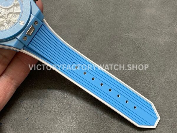 BBF Factory Hublot Big Bang Unico 441.EX.5120.RX 42mm Light Blue Ceramics Light ( (7) BBF Factory Hublot Big Bang Unico 441.EX.5120.RX 42mm Light Blue Ceramics Light Blue Rubber Strap Light Blue Skeletonized Dial