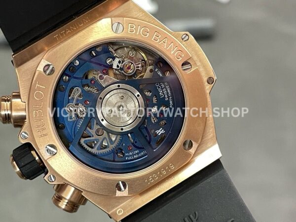 BBF Factory Hublot Big Bang Unico 441.OL.5181.RX 42mm Rose Gold Rubber Strap Skeletonized Blue Dia (6) BBF Factory Hublot Big Bang Unico 441.OL.5181.RX 42mm Rose Gold Rubber Strap Ceramic Bezel Skeletonized Blue Dial