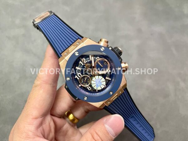 BBF Factory Hublot Big Bang Unico 441.OL.5181.RX 42mm Rose Gold Rubber Strap Skeletonized Blue Dia (9) BBF Factory Hublot Big Bang Unico 441.OL.5181.RX 42mm Rose Gold Rubber Strap Ceramic Bezel Skeletonized Blue Dial
