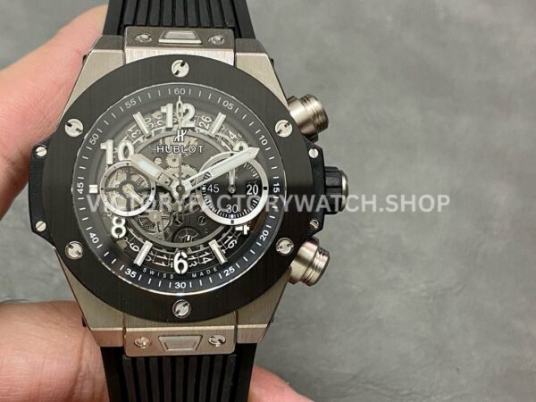 BBF Factory Hublot Big Bang Unico 44mm 421.CI.1170.RX Titanium Black Rubber Strap Black Black Ceram ( (8) BBF Factory Hublot Big Bang Unico 421.CI.1170.RX 44mm black rubber strap black ceramic bezel skeletonized dial replica watch