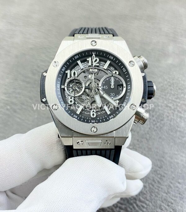 BBF Factory Hublot Big Bang Unico 44mm 421.NX.1170.RX Titanium Rubber Strap Skeletonized Dial (4) BBF Factory Hublot Big Bang Unico 421.NX.1170.RX 44mm titanium rubber strap skeletonized dial replica watch