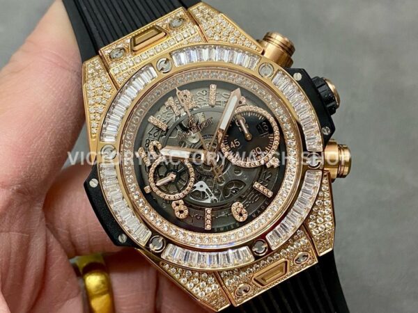 BBF Factory Hublot Big Bang Unico 44mm 421.OX.1180.RX.0904 Diamond Rose Gold Skeletonized (3) BBF Factory Hublot Big Bang Unico 44mm 421.OX.1180.RX.0904 Diamond Rose Gold Skeletonized Dial