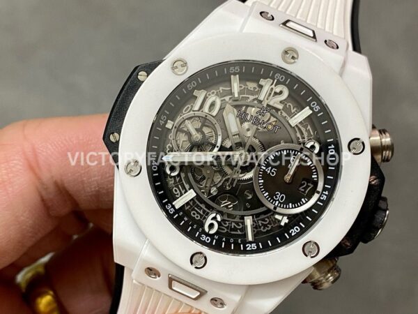 BBF Factory Hublot Big Bang Unico 45mm 421.Hk.1170.RX White Ceramics White Rubber Strap Whi (5) BBF Factory Hublot Big Bang Unico 421.Hk.1170.RX 42mm White Ceramics White Rubber Strap White Skeletonized Dial