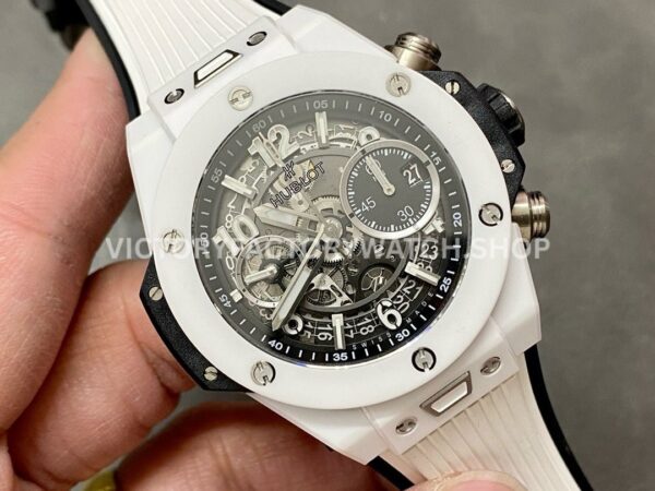 BBF Factory Hublot Big Bang Unico 45mm 421.Hk.1170.RX White Ceramics White Rubber Strap Whi BBF Factory Hublot Big Bang Unico 421.Hk.1170.RX 42mm White Ceramics White Rubber Strap White Skeletonized Dial