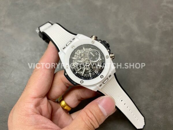 BBF Factory Hublot Big Bang Unico 45mm 421.Hk.1170.RX White Ceramics White Rubber Strap White (1) BBF Factory Hublot Big Bang Unico 421.Hk.1170.RX 42mm White Ceramics White Rubber Strap White Skeletonized Dial