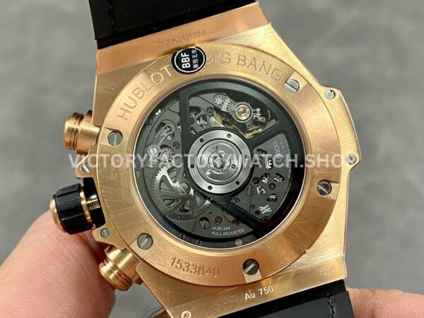 BBF Factory Hublot King Gold Rainbow Big Bang Unico 441 (6) BBF Factory Hublot King Gold Rainbow Big Bang Unico 441.ox.9910.LR.0999 45mm Rose Gold Diamond Leather Strap Skeletonized Arabic Numerals Dial