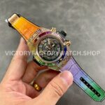 BBF Factory Hublot King Gold Rainbow Big Bang Unico 441 (7) BBF Factory Hublot King Gold Rainbow Big Bang Unico 441.ox.9910.LR.0999 45mm Rose Gold Diamond Leather Strap Skeletonized Arabic Numerals Dial