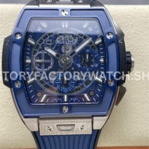 BBF Factory Hublot Spirit of Big Bang 642.NL.7170.RX 42mm Titanium Blue ( (7) BBF Factory Hublot Spirit of Big Bang 642.NL.7170.RX 42mm titanium blue rubber strap blue ceramic skeletonized blue dial replica watch