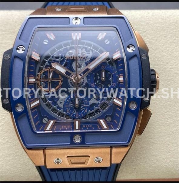BBF Factory Hublot Spirit of Big Bang 642.OL.7180.RX 42mm Rose Gold Bl ( (9) BBF Factory Hublot Spirit of Big Bang 642.OL.7180.RX 42mm rose gold blue rubber strap blue ceramic skeletonized blue dial replica watch
