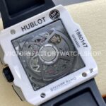 BBF Factory Hublot Square Bang 821.HX.0170.RX 42mm White Ceramic Rubber Strap Skeletonized Dial (2) BBF Factory Hublot Square Bang 821.HX.0170.RX 42mm White Ceramic Rubber Strap Skeletonized Dial